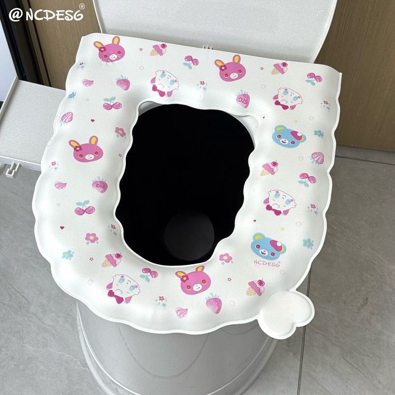 ドーパミンバニートイレマット防水増粘粘着タイプかわいいユニバーサル便座カバー家庭用洗える四季|undefined