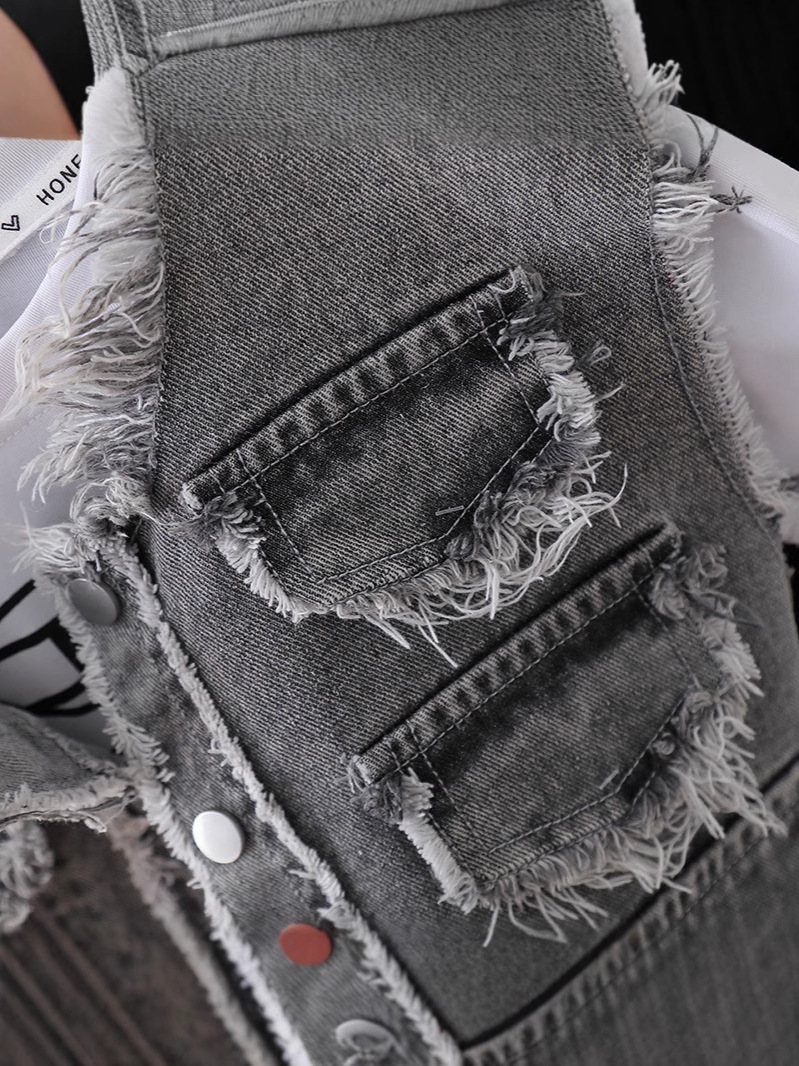 Conjunto de Ropa de Verano para Niños 8126, Nuevo Estilo 2026, Conjunto de Tres Piezas con Chaleco de Mezclilla de Manga Corta para Bebés image 5