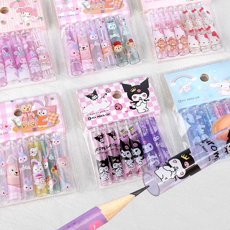 Kuromi Pencil Cap Primary School Student Cartoon Cute Super Cute Creative Pencil Cap Pen Cap Kindergarten Pencil Extender