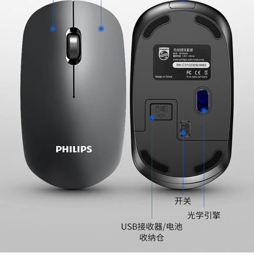 Philips 7347 Wireless Mouse for Home, Business, Office, Desktop Computers, Laptops, Universal, Portable, Wholesale