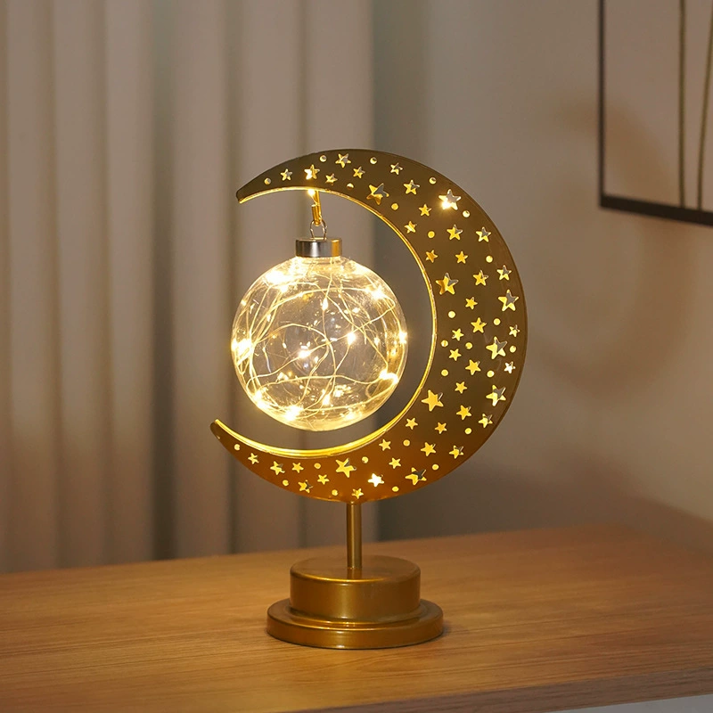 LED ночник, атмосферная настольная лампа для спальни, кованый металл