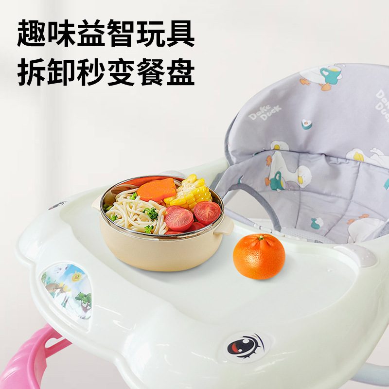 Cochecito andador para bebés con cuatro velocidades ajustables, cochecito musical, antivuelco, ajustable, portátil, plegable.