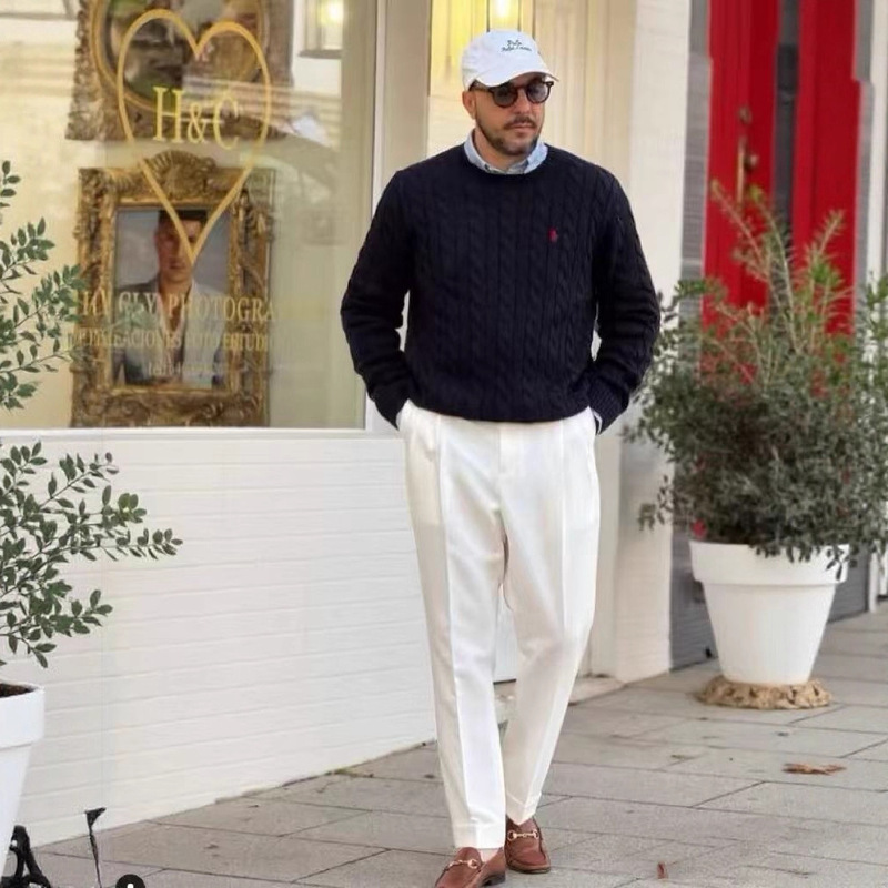 跨境Ralph Lauren  拉夫劳伦 纯色LOGO刺绣圆领套头长袖毛衣|undefined