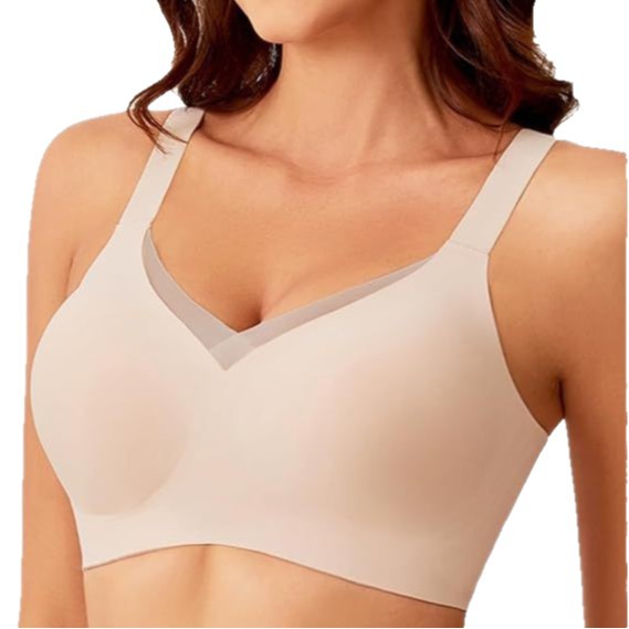 Sutiã feminino sem aro e sem costura - Respirável, confortável, com efeito push-up para todas as estações. Confeccionado em algodão, seda e cetim._voghion.com