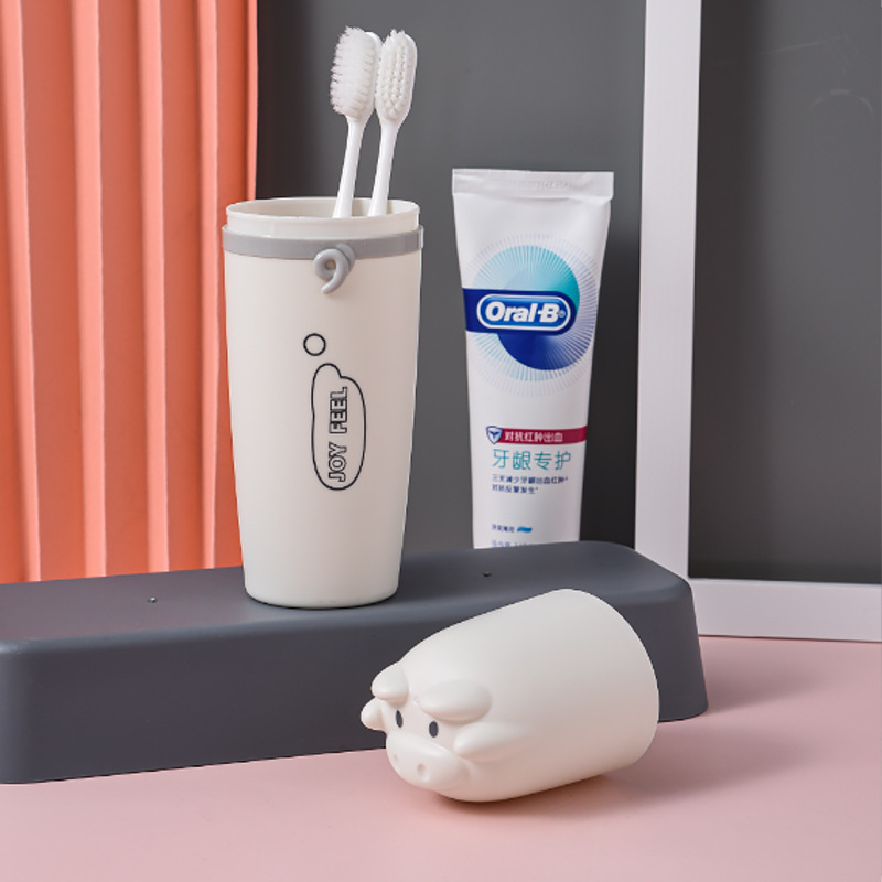 Portátil de viaje cepillo de dientes taza cerdo lindo cepillo de dientes titular taza de lavado creativo cepillo de dientes taza caja de almacenamiento