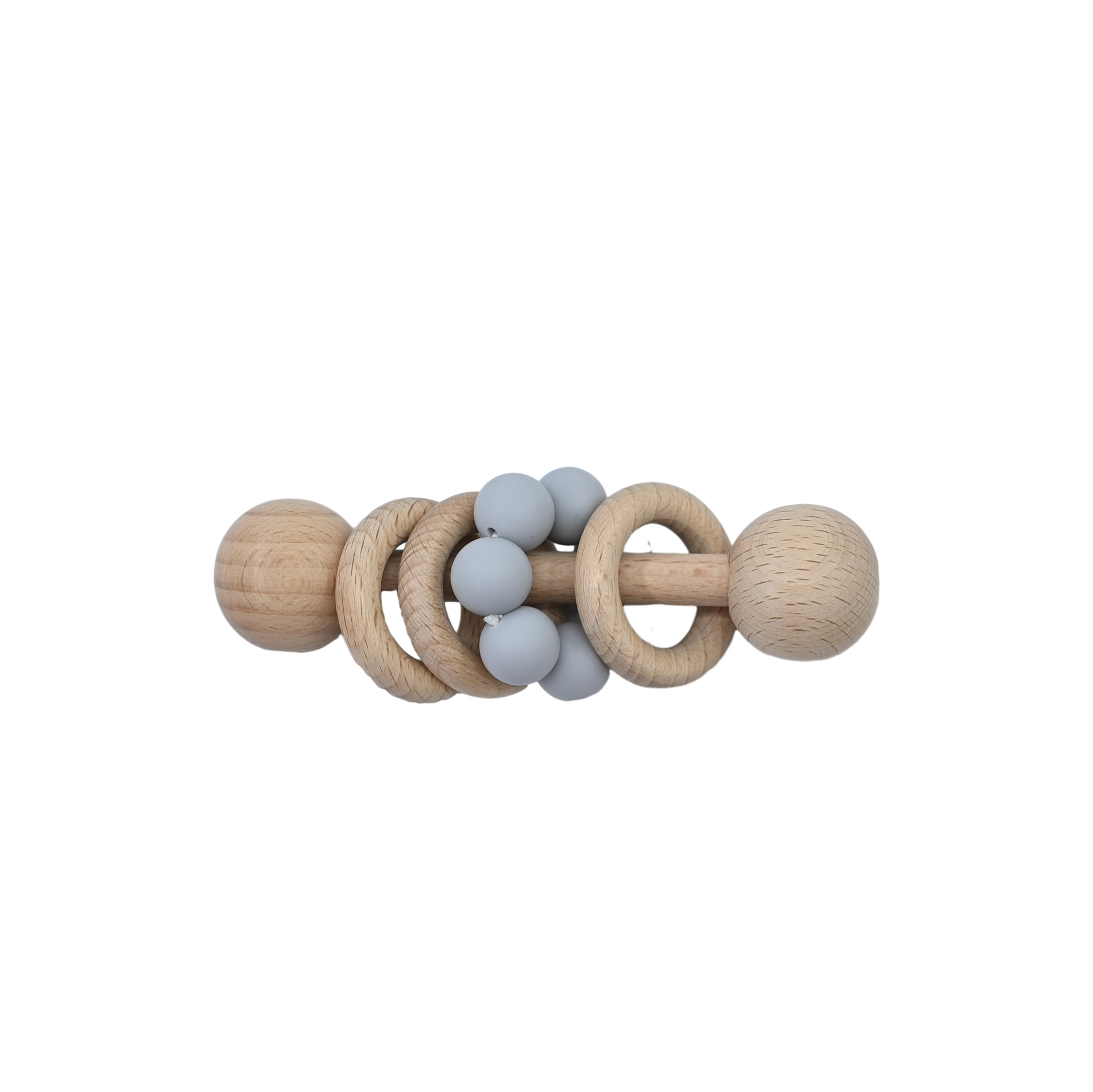 Animal de madera hecha a mano campana bebé puede roer madera silicona perlas de madera campana de mano juguete tranquilizador