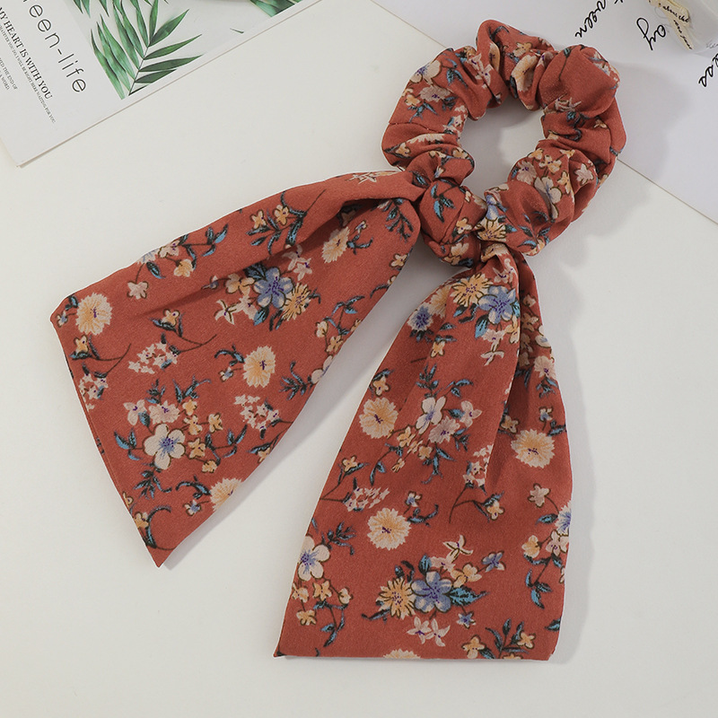 Korean Floral Contrast Color Plaid Fabric Hair Scrunchies display picture 6