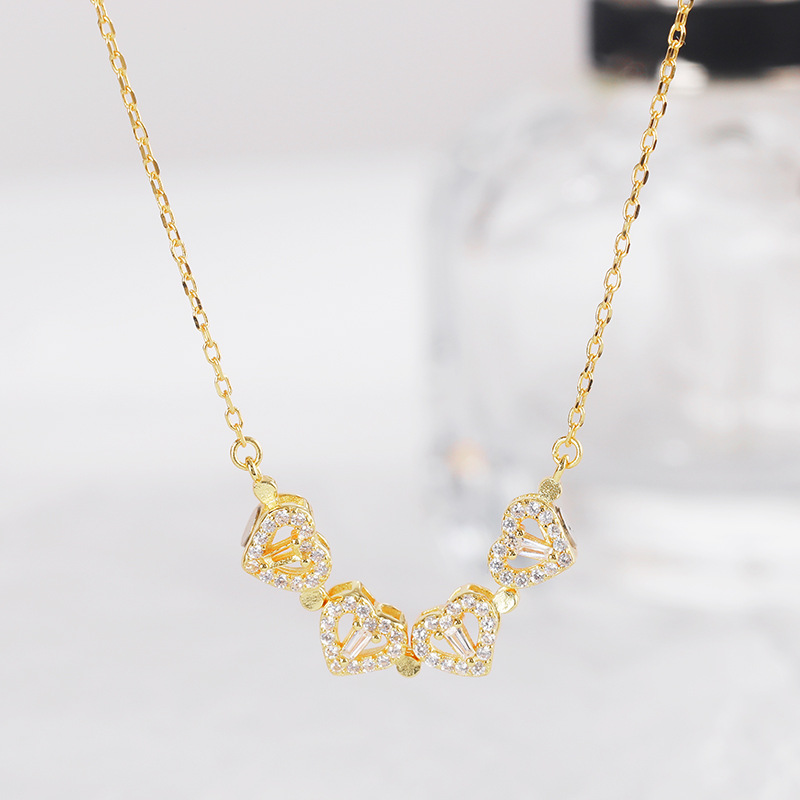 Fashion Four-leaf Clover Zircon Necklace S925 Sterling Silver Clavicle Chain display picture 3