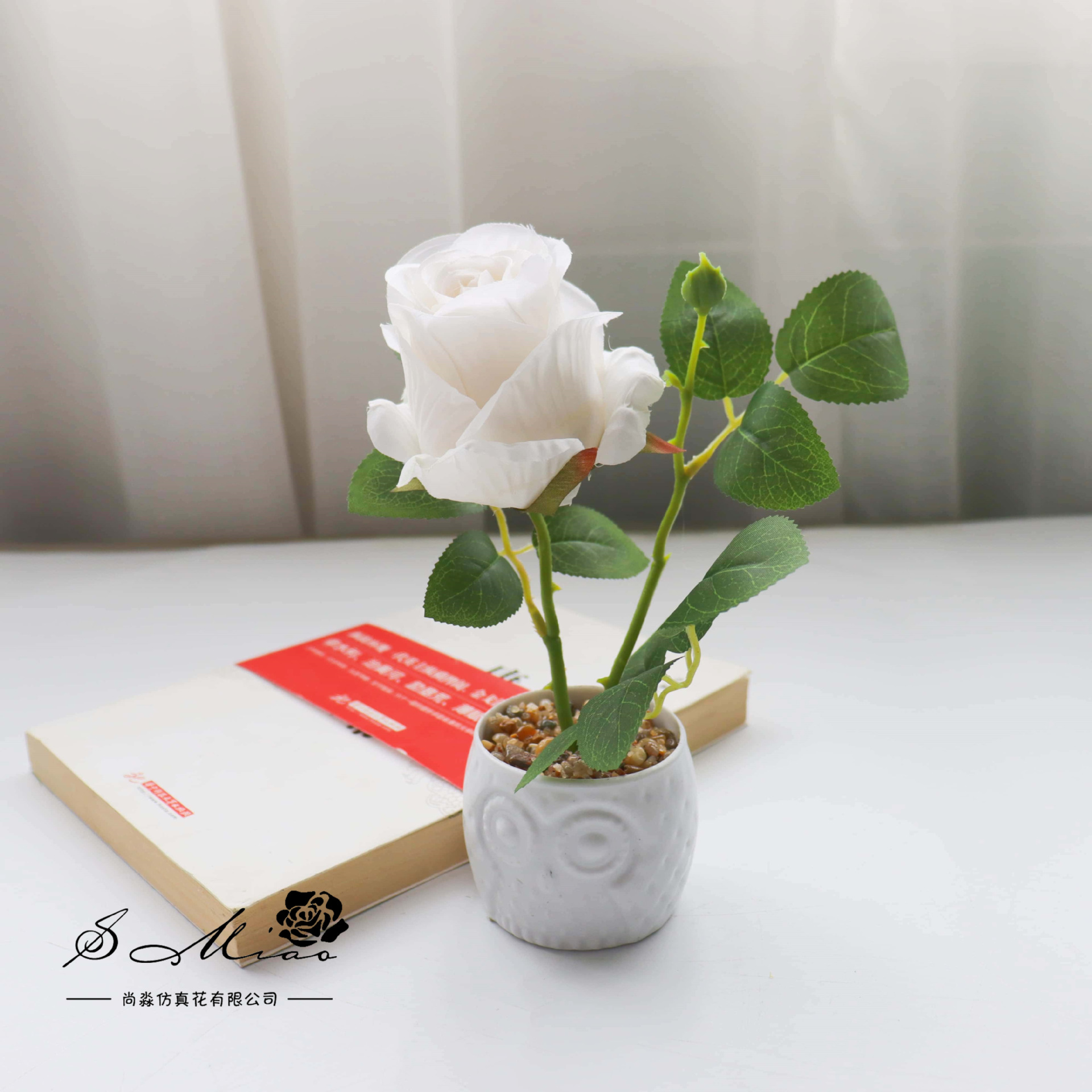 Flores falsas estilo pastoral rosa bonsai simulación flor de moda decoración creativa plantación verde artificial simulación maceta image 9