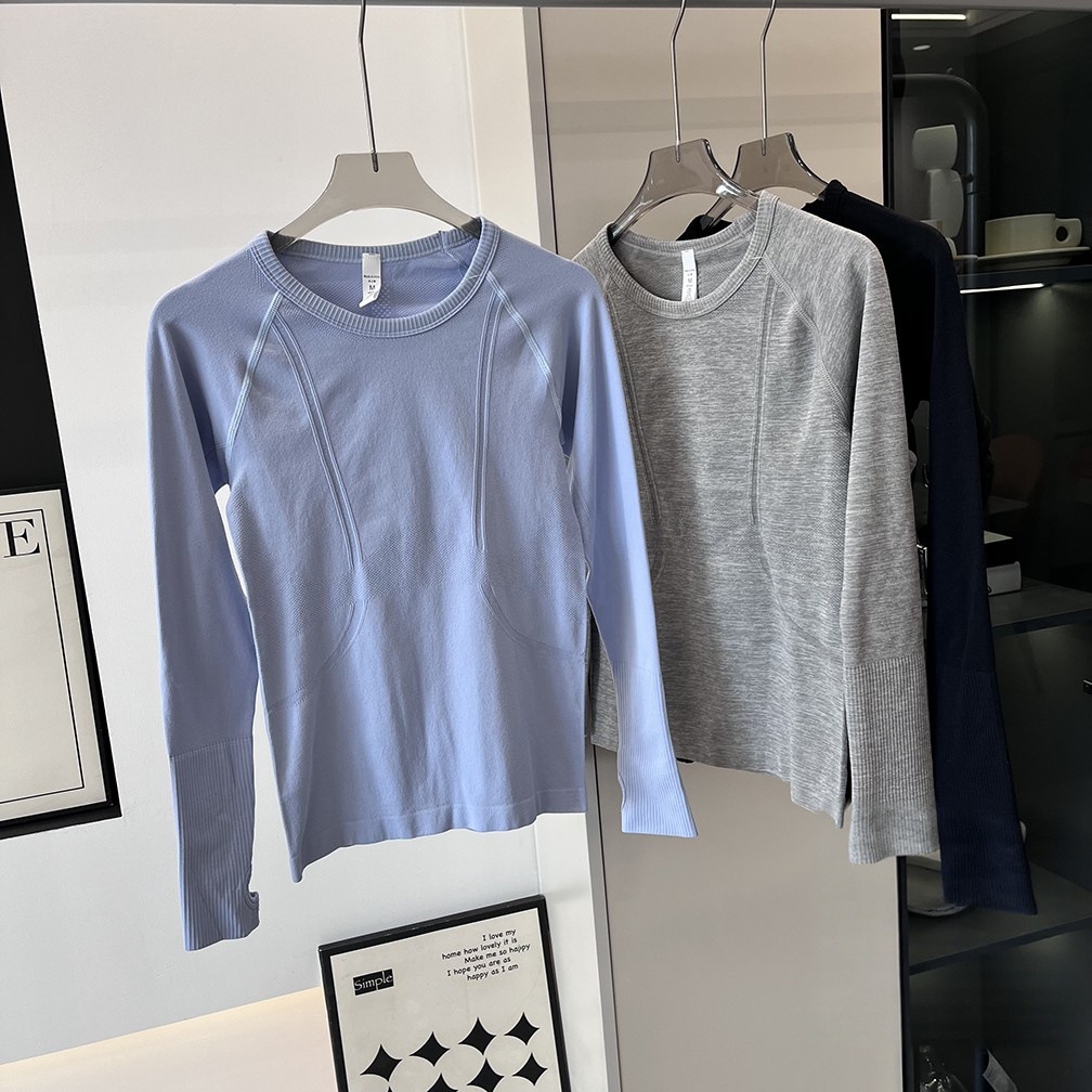 Seamless One-Piece New Women's Long-Sleeved Sports T-Shirt Running Fitness Top Slim Yoga Long-Sleeved Autumn and Winter