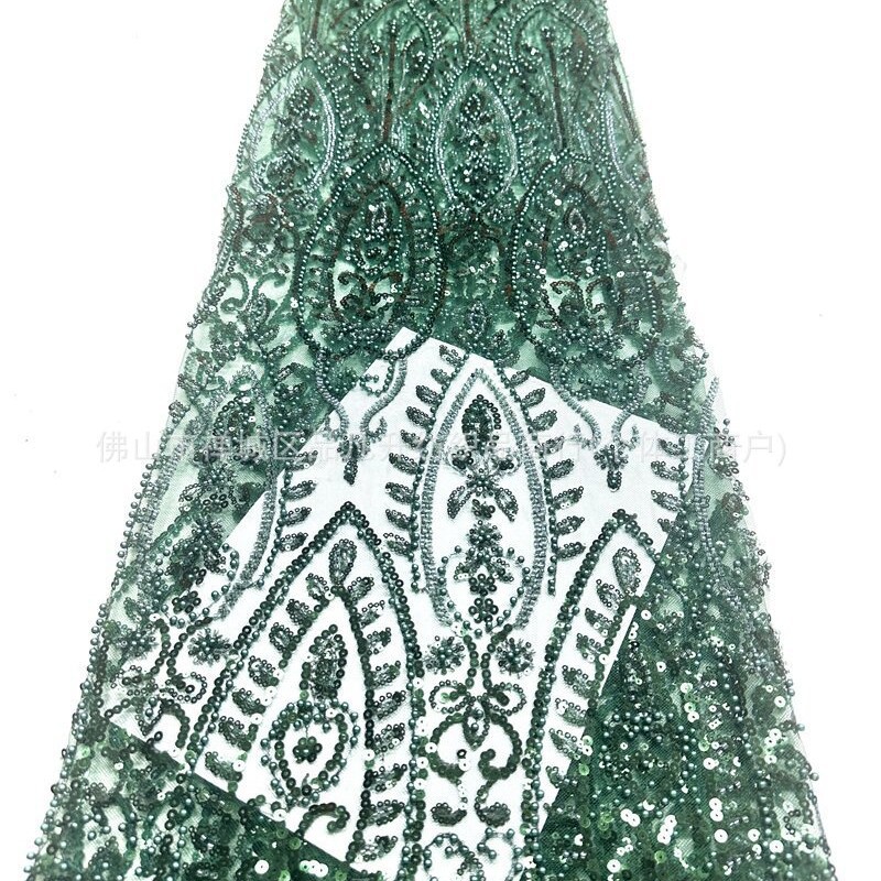 Tejido de boda de importación sequinilla tubo de perlas de bordado de computadora 130 ancho de stock rápido soporte de prueba