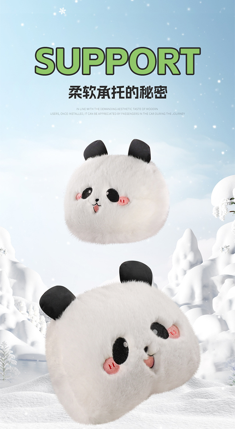 Car Seat Cushion Soft Plush Winter Plush Cute Panda Cartoon Goddess Car Half-Cover Seat Cover Non-Slip Car Mat
