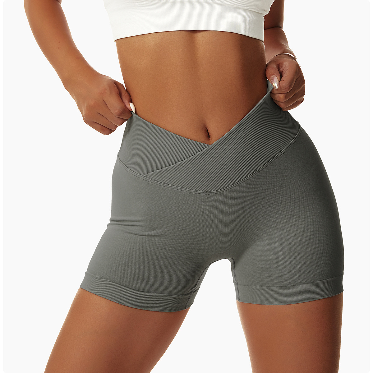 Sports Solid Color Cotton Blend Active Bottoms Shorts