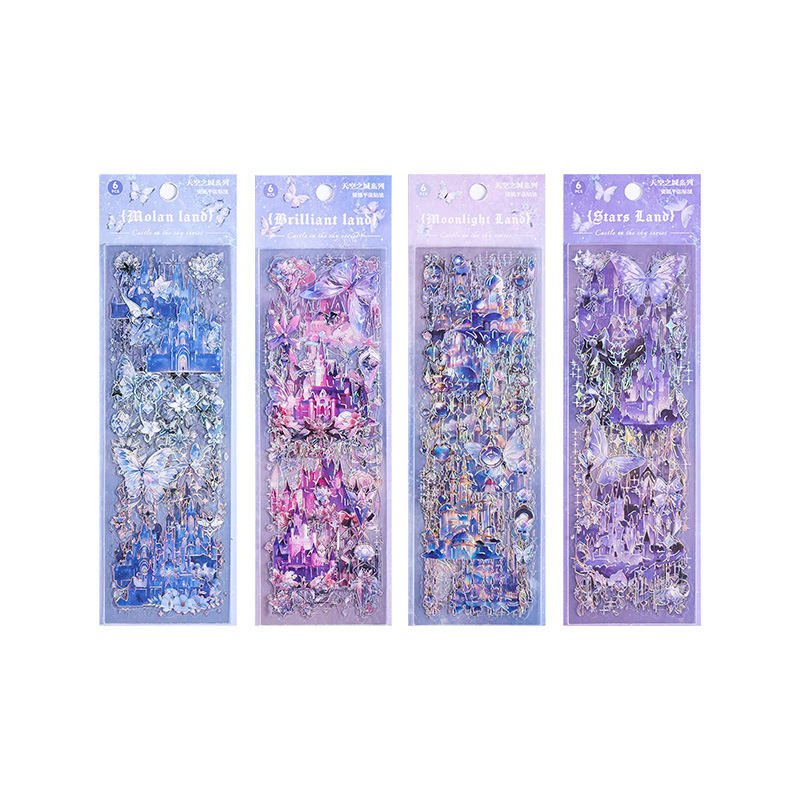 Cielo de la ciudad láser pegatinas de película impermeable para mascotas pegatinas creativas pegatinas para niños DIY pegatinas de material de cuentas