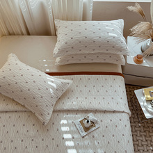 简约北欧风刺绣纯棉水洗棉绗缝床盖全棉加厚床单三件套床上用品