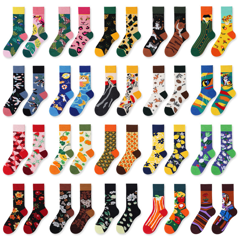 Original AB socks, matching parent-child socks, cartoon design, unisex, couple socks, fashionable and trendy, athletic socks, asymmetrical design, matching parent-child socks Original AB socks, matching parent-child socks, cartoon design, unisex, couple socks, fashionable and trendy, athletic socks, asymmetrical design, matching parent-child socks