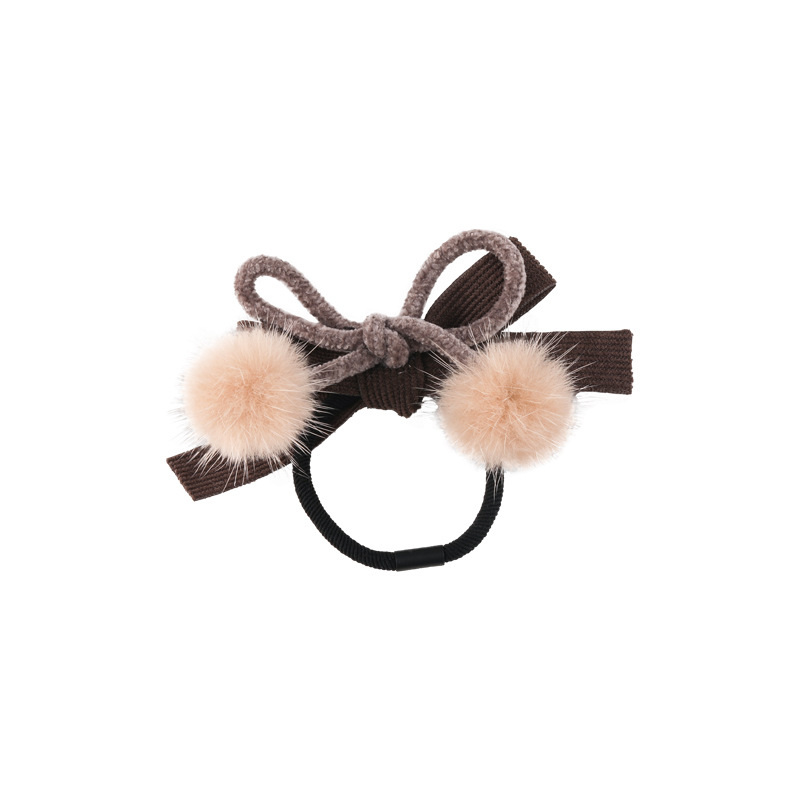 Japanese Autumn And Winter Campus Zaihuile Bowknot Hair Ring Cute Double Ponytail Hair String Girl Christmas Cherry Hair Ring Hair Accessories display picture 7