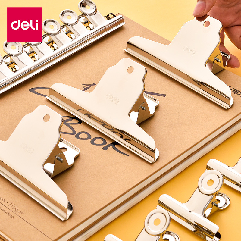 Deli Stainless Steel Round Steel Clip Strong Large And Small Mountain Clip Stationery Clip Metal Bill File Clip