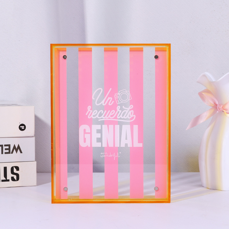 Nordic Striped Acrylic Magnetic Photo Frame Bedroom Decoration in Various Sizes, Factory Direct Sales, Support Custom Designs