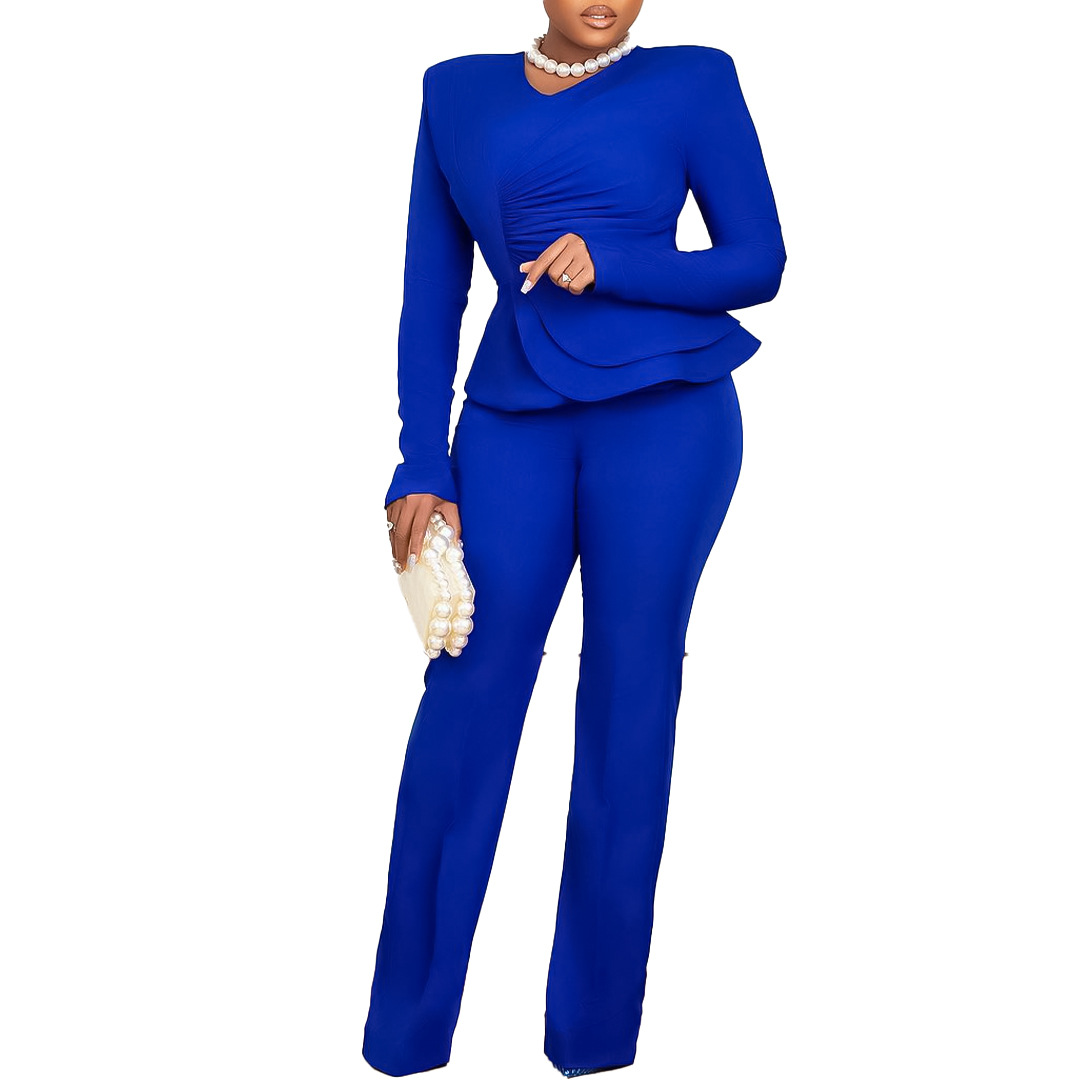 Du Quotidien Femmes Élégant Style Classique Couleur Unie Spandex Polyester Froufrous Plissé Ensembles De Pantalons Ensembles De Pantalons display picture 46