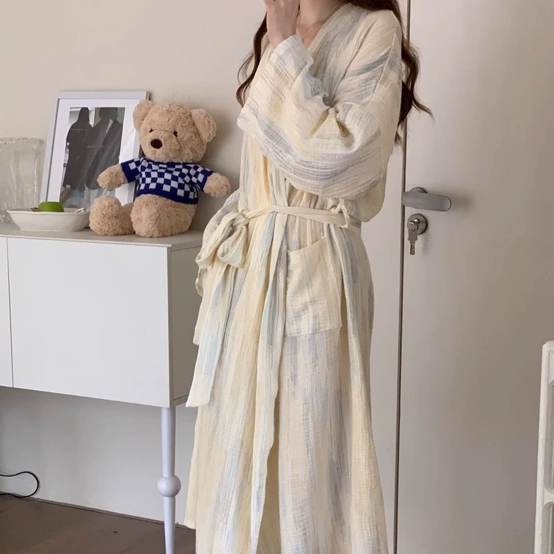 Сексуальный осенний халат, дышащий длинный пижамный комплект, городской стиль, оверсайз