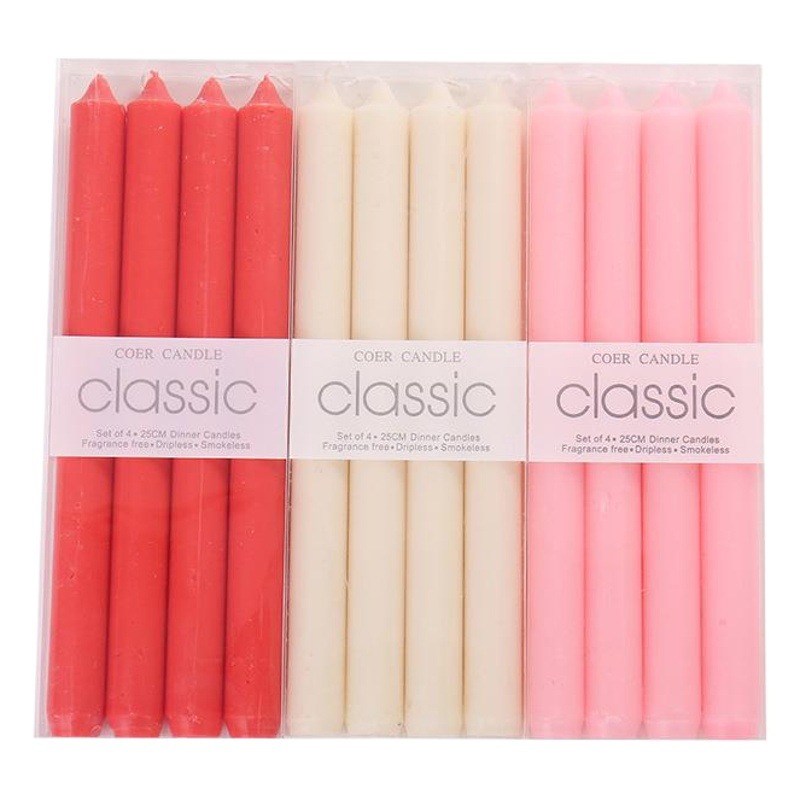 De emergencia del hogar vela roja y blanca de estilo europeo clásico romántico de la boda de la vela de la Cena libre de humo de barra larga Candlestick vela comercio exterior