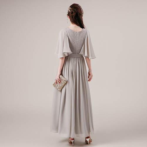 Pure Color Minimalist Korean Style Dress 2026 Autumn/Winter New Arrival V-Neck Fashion Trend Formal Gown Factory Supply