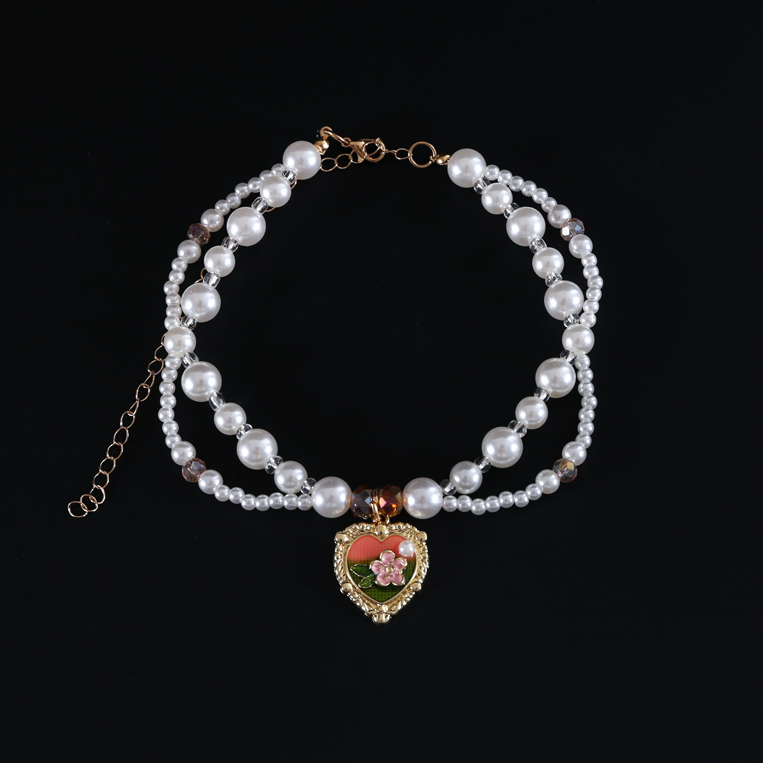 Mascotas gatos perros princesa Margas collar collar de perlas collar de colgante de jardín de Monet accesorios