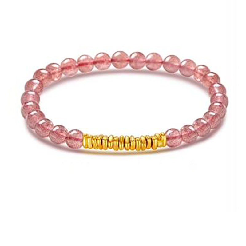 16개의 깨진 금 핑크 크리스탈 팔찌
