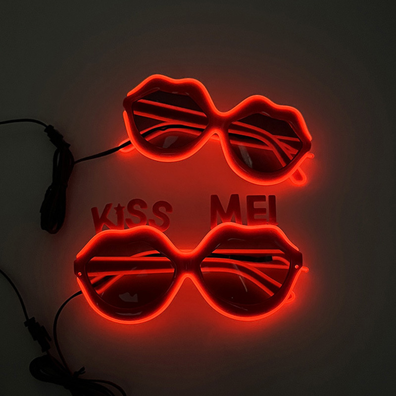 Nuevas gafas de sol labial luminoso LED rojo brillante Kiss Me gafas de fiesta pareja accesorios de fotos image 5