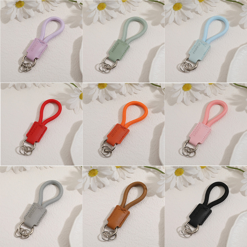 Hand-Woven Leather Keychain Pendant, Genuine Leather, Embossable Logo, High-Quality Lanyard, Anti-Lost Car Keychain