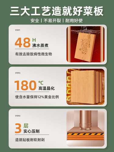 Double gun cutting board durable thickened solid wood household bamboo cutting board kitchen panel fruit rolling and noodle chopping board
