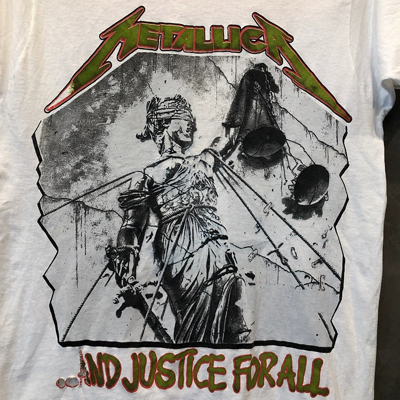 Футболка с принтом группы Metallica в американском ретро винтажном стиле, чип-хип-хоп, для мужчин и женщин, хлопковая футболка с короткими рукавами