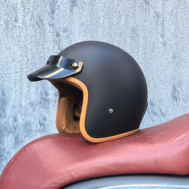 Orz Gulf Oil Motocicleta eléctrica Casco retro Casco de crucero Hombres y mujeres Casco japonés de media pala 3C