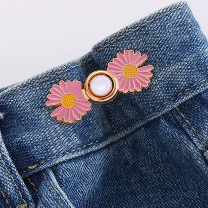 Nail-Free Removable Waist Buckle Pair, Flat-Bottom Seamless Buttons for Pants & Skirts, Assorted Designs