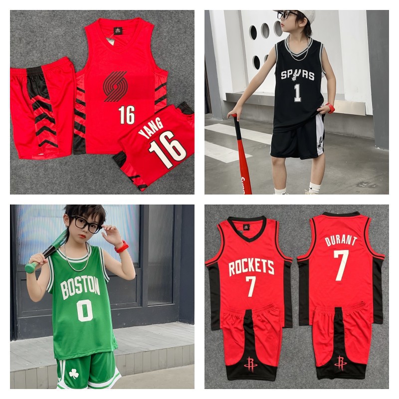 Summer DIY Kidsren's Basketball Uniform Suit Rockets Trail Blazers Bucks Clippers Mavericks Doncic Jersey Wholesale