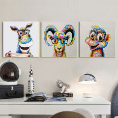 十二生肖卡通版手繪油畫鼠牛虎兔龍蛇馬羊猴雞狗兔現代客廳裝飾畫