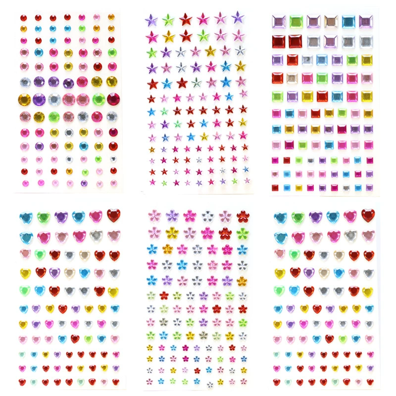 Большая любовь звезда разноцветная клейкая акриловая Алмазная наклейка Детская Наклейка с драгоценными камнями своими руками в форме кристалла Алмазный костюм