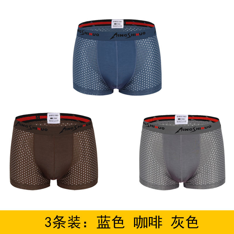 Calzoncillos Boxer de los hombres de seda de hielo verano malla transpirable malla hueco modal Boxer shorts cabeza fábrica al por mayor