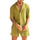 2025 Summer New Arrival Casual suit Slim-Fit Lel Short-Sleeved Button Shirt Top Drawstring Shorts Men's Summer Wear