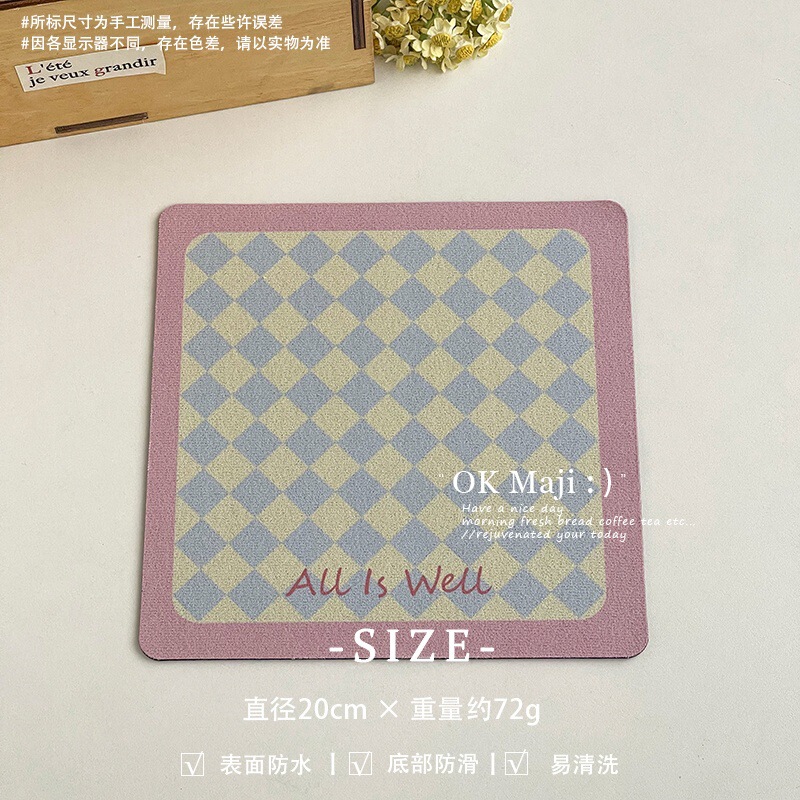 珪藻泥吸収性プレースマット、家庭用テーブル断熱マット、かわいい火傷防止ティーコースター、軽くて豪華でハイエンドの断熱皿マット|undefined