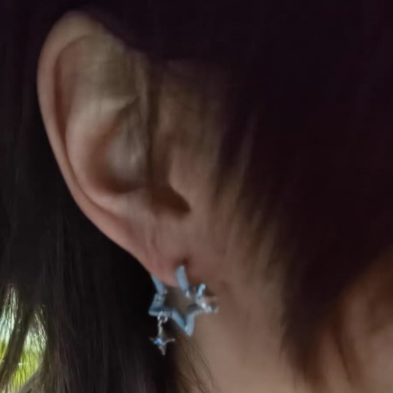 设计喵系列轻奢红色五角星星耳钉甜美猫猫新款耳环女|undefined
