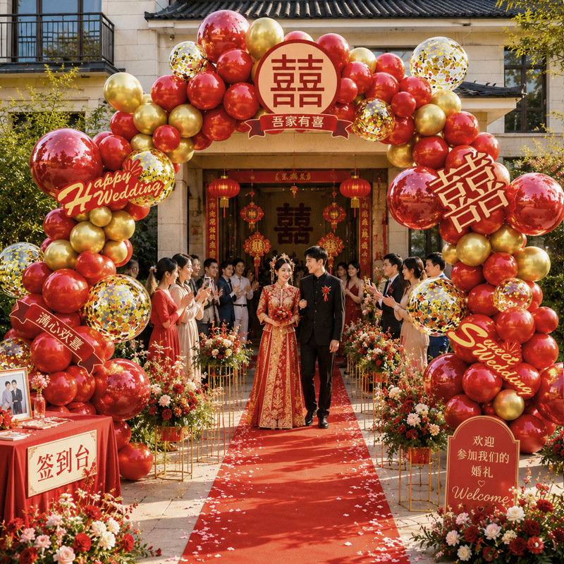 Globo arco de boda decoración globo arco de boda conjunto completo de diseño de boda guía decoración de globo image 3