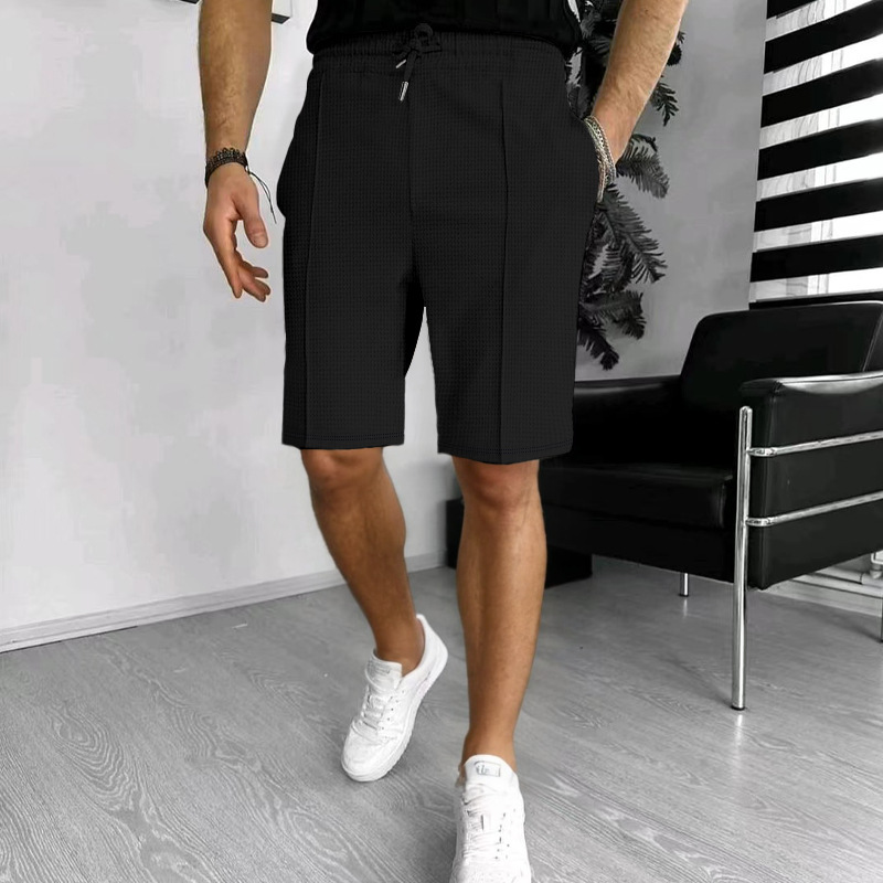 Men's Waffle Knit Shorts - Breathable Loose Fit 5-Inch Inseam Casual Summer Shorts Breathable Waffle Texture_viptrois.com