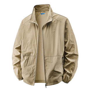 Anti-UV Sun Protection Clothing Men's Jacket 2025 Summer Ice Silk Casual Fishing Sun Protection Clothing Trendy Brand Thin Jacket for Men
