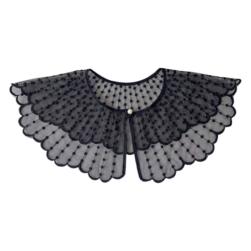 Nuevo encaje bordado perla chal para mujer primavera y verano con falda camisa decorativa cuello protección chaleco hueco-fuera falso collar