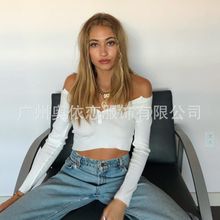 INS热卖2021秋季新款欧美女装性感T恤 长袖上衣