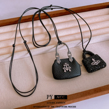 韩版蜡绳镶钻十字架吊坠项链休闲时尚个性锁骨链设计感小众项饰女