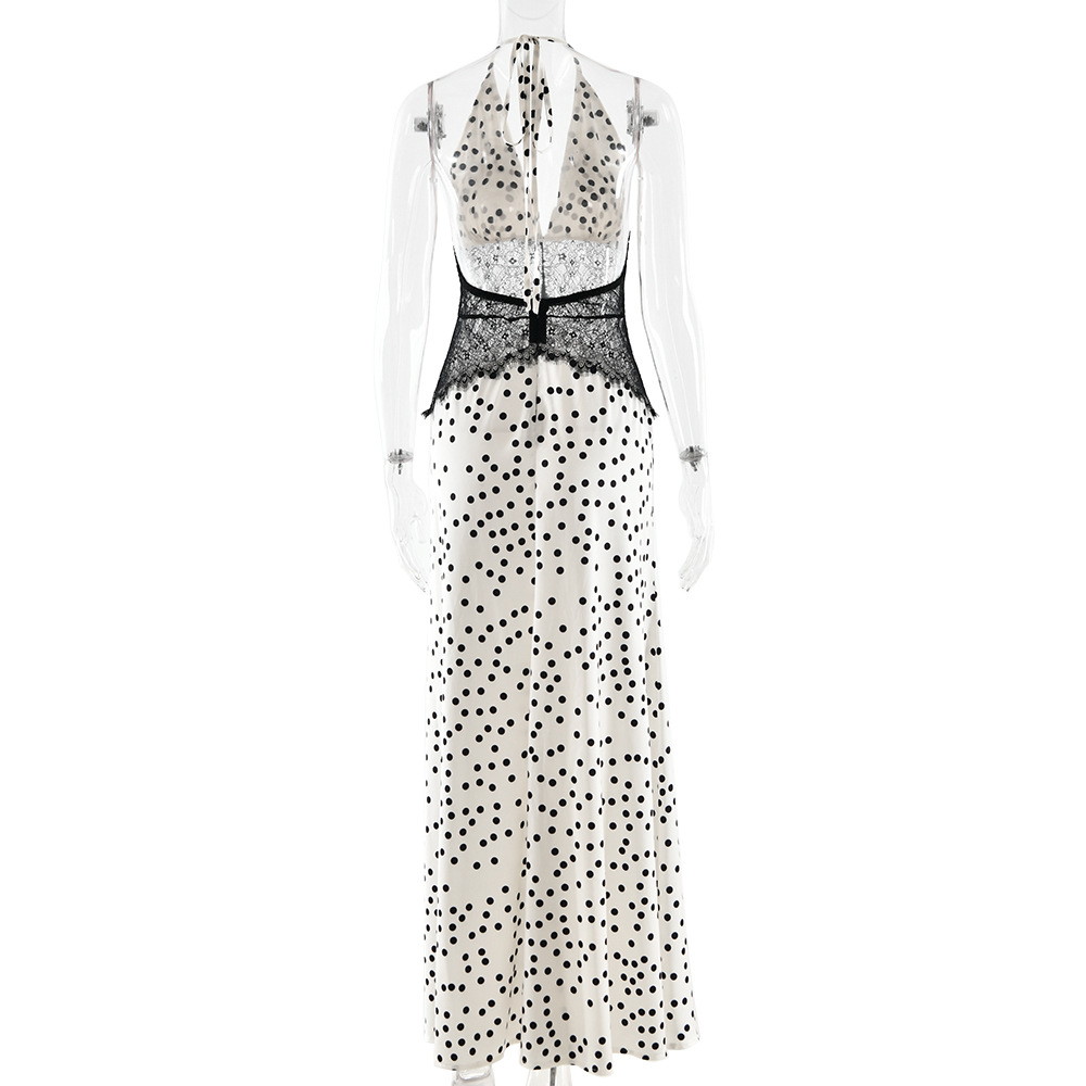 Elegantes Damen Bodysuit Mit Spitzen Und Polka-dot-muster_voghion.com