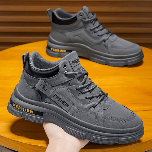 Work safety men's shoes for autumn construction site, anti-slip and wear-resistant, for office work, waterproof, sports workwear, Martin trendy shoes